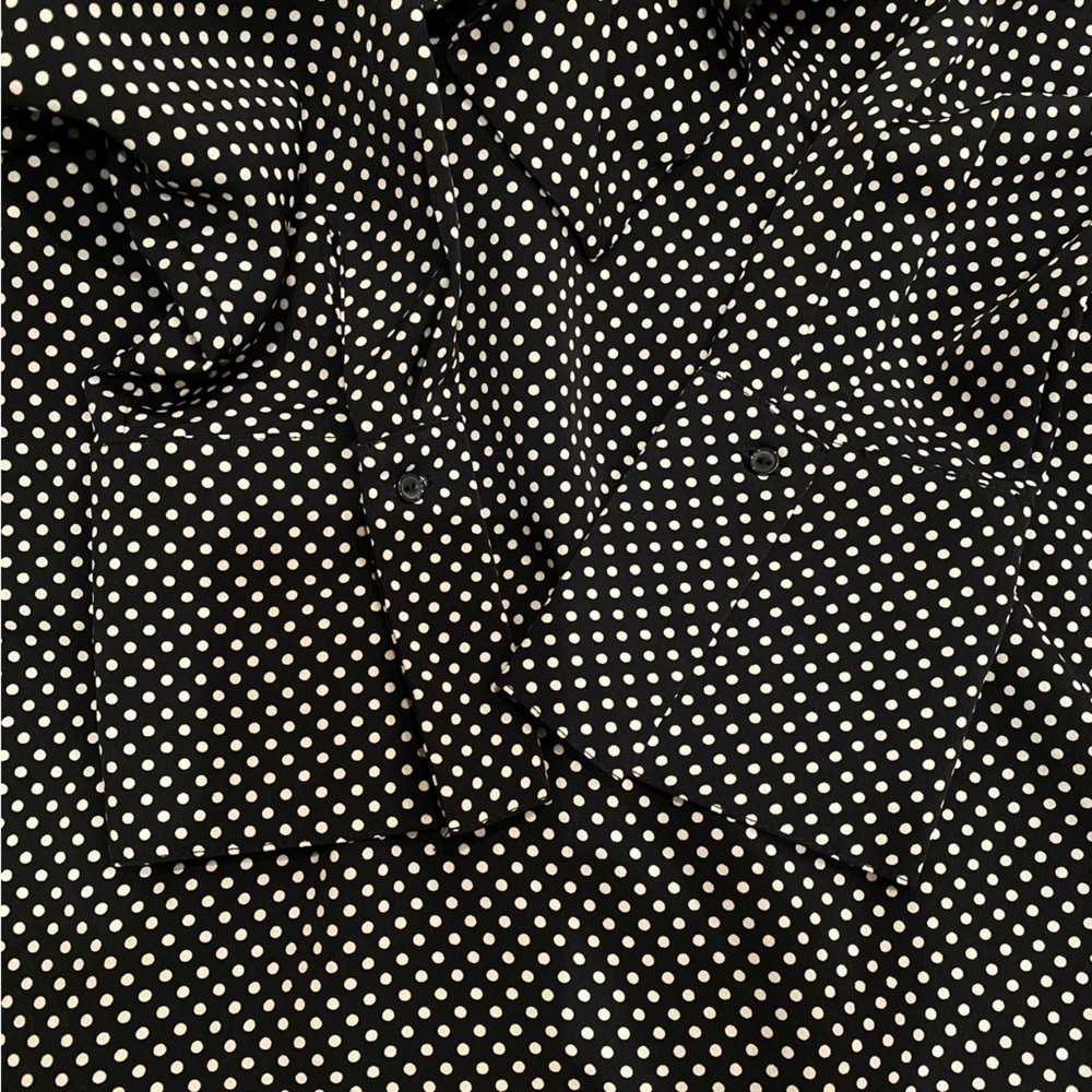 H&M polka dot ruffled long sleeve shirt black and white size 8 - Picture 4 of 6